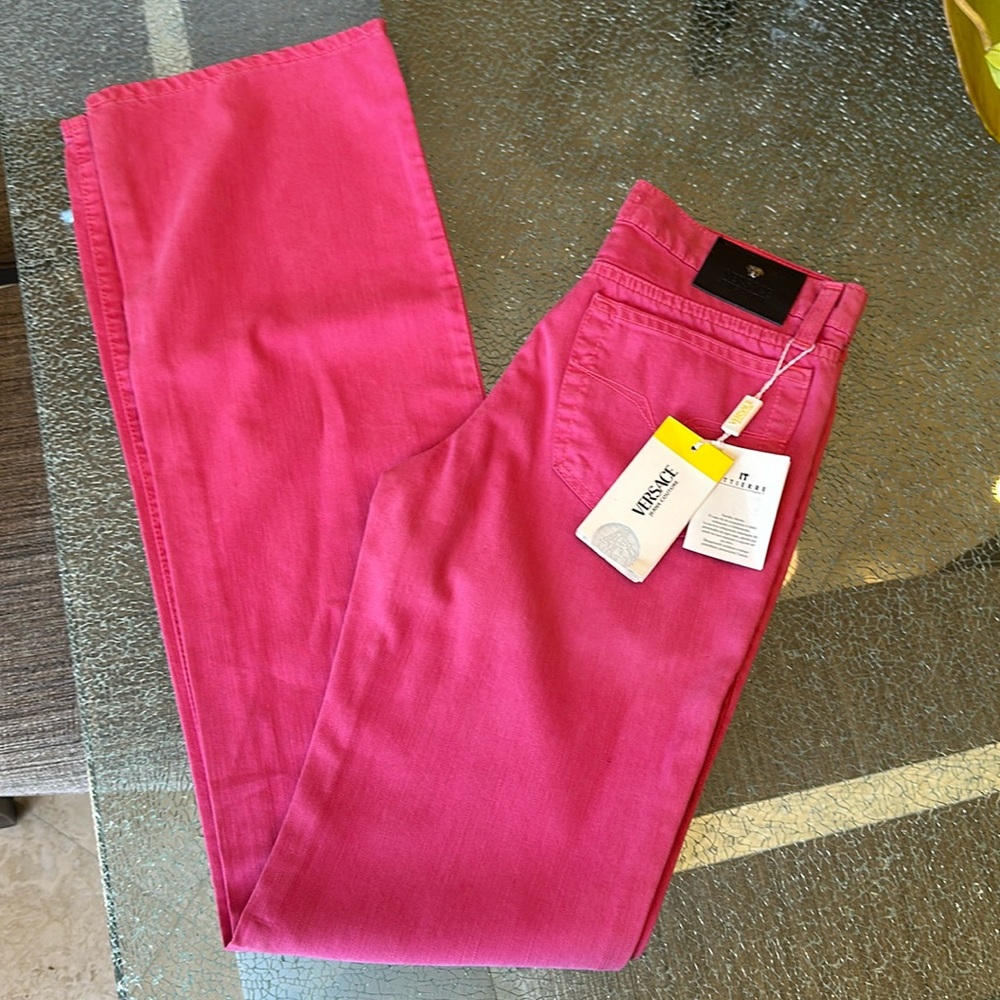 VERSACE JEANS COUTURE MAGENTA JEANS NWT SIZE 24. GORGEOUS!! 34” INSEAM!